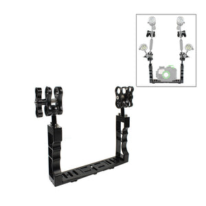 Dual Handle Handheld Stabilizer w/ Dual Ball Aluminum Alloy Clamp For Underwater Camera Housings PU3040