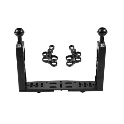 Dual Handle Handheld Stabilizer w/ Dual Ball Aluminum Alloy Clamp For Underwater Camera Housings PU3040
