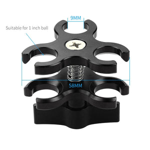 Triple Ball Clamp Diving Camera Bracket CNC Aluminum Spring Flashlight Clamp For Underwater Photography PU256