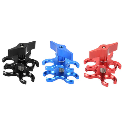 Triple Ball Clamp Diving Camera Bracket CNC Aluminum Spring Flashlight Clamp For Underwater Photography PU256