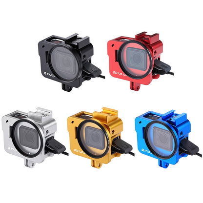 Camera Cage Housing Shell Aluminum Alloy w/ 52mm UV Lens For GoPro HERO6 Black HERO5 Black PU183