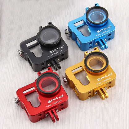 Camera Cage Housing Shell Aluminum Alloy w/ 37mm UV Lens Filter &amp; Lens Cap For GoPro HERO4 PU153