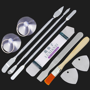 10pcs Mobile Phone Repair Tools Kit Spudger Pry Opening Tool + 5pcs Metal Disassemble Plate for Cell Phone LCD Screen