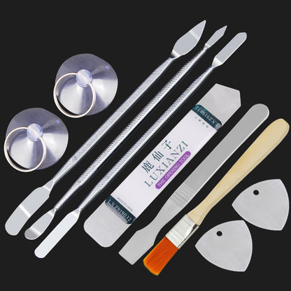 10pcs Mobile Phone Repair Tools Kit Spudger Pry Opening Tool + 5pcs Metal Disassemble Plate for Cell Phone LCD Screen