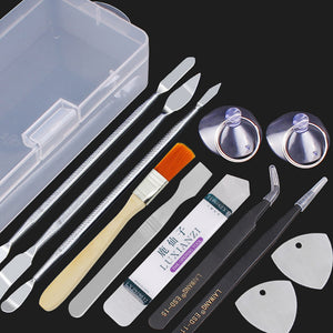 12pcs Mobile Phone Repair Tools Kit Spudger Pry Opening Tool + 5pcs Metal Disassemble Plate with Storage Box