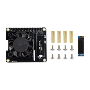 Intelligent Temperature Control Cooling Fan Expansion Board with OLED for Raspberry Pi 4B 3B+ 3B