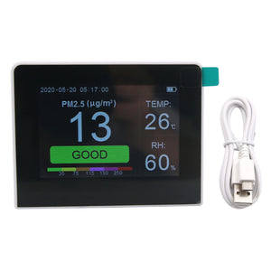 K6 Series Air Quality Monitor PM2.5+TOVC+HCHO+CO2 Detector w/3.5 Inch TFT Color Display