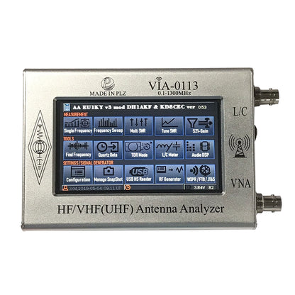0.1-1300MHz HF VHF Antenna Analyzer with 4.3&quot; TFT Imported Capacitive Touch Screen VIA-0113 Silver