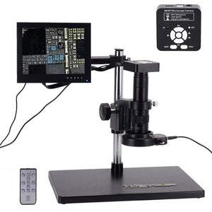 41MP Industrial Microscope Camera HDMI 1080P Stand Kit with 8&quot; LCD Monitor 180X Lens 56-LED Light