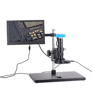 Full Set 34MP 2K Industrial Microscope Camera USB Outputs 180X C-Mount Lens 56 LED 11.6&quot; Screen