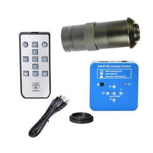 34MP Industrial Microscope Camera USB Microscope Camera HDMI 2K 1080P 60FPS w/ 100X C-Mount Lens
