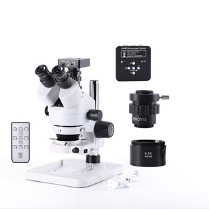 34MP Stereo Microscope with Camera PCB Repair Microscope Kit w/ 56 LED Light Zoom 7X-45X