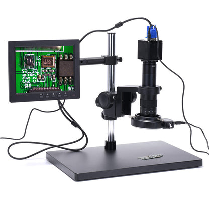 2MP Industrial Microscope Camera Stand Kit VGA 1080P w/ 8&quot; Display 180X C-Mount Lens 56 LED Light
