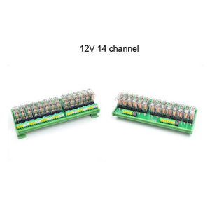 14 Ways OMRON Relay Module SPDT 14 Panels Driver Board Socket DC 12V 16A 1NO+1NC 35mm Din Rail Mount