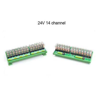 14 Ways OMRON Relay Module SPDT 14 Panels Driver Board Socket DC 24V 16A 1NO+1NC 35mm Din Rail Mount