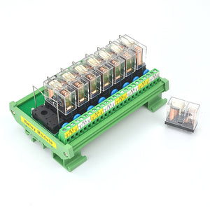 2 Channel OMRON Relay Module SPDT 2 Ways Driver Board Socket DC 24V 16A 1NO+1NC 35mm Din Rail Mount