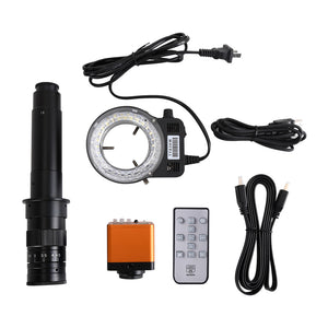 34MP Industrial Microscope Camera Kit HDMI 2K 1080P 60FPS with 300X C-Mount Lens &amp; 56 LED Ring Light
