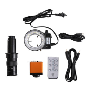 34MP Industrial Microscope Camera Kit HDMI 2K 1080P 60FPS with 180X C-Mount Lens &amp; 56 LED Ring Light