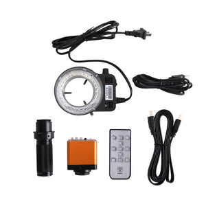 34MP Industrial Microscope Camera Kit HDMI 2K 1080P 60FPS with 120X C-Mount Lens &amp; 56 LED Ring Light
