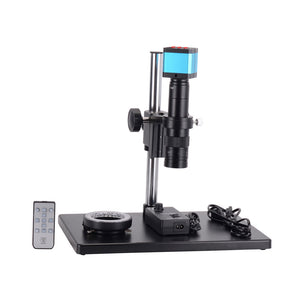 14MP USB Industrial Microscope Camera Stand Kit 1080P with 180X C-Mount Lens 60 LED Ring Light