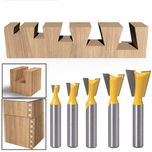 5PCS/Set Dovetail Cutter 8mm Shank Dovetail Router Bit Slotting Knife Woodworking Engraving Tool