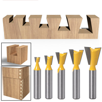 5PCS/Set Dovetail Cutter 8mm Shank Dovetail Router Bit Slotting Knife Woodworking Engraving Tool