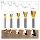 5PCS/Set Dovetail Cutter 8mm Shank Dovetail Router Bit Slotting Knife Woodworking Engraving Tool