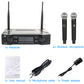 Professional UHF Wireless Microphone System Dual Channel Receiver + 2 Cardioid Microphone Black