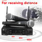 Professional UHF Wireless Microphone System Dual Channel Receiver + 2 Cardioid Microphone Black