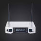 VHF Wireless Microphone System Dual Channel Receiver + 2 Cardioid Microphone for Home KTV (Silver)