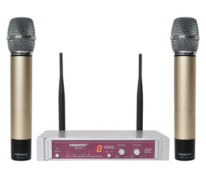 FREEBOSS FB-U10 UHF Wireless Microphone System Dual Way Digital Receiver + 2 Handheld Microphone