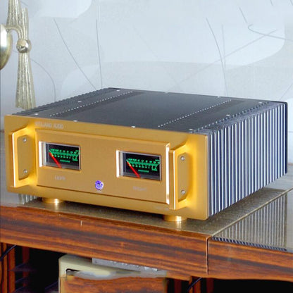 A60 Power Amplifier Chassis Shell Aluminum Amplifier Case DIY Amp Box Enclosure with VU Meter