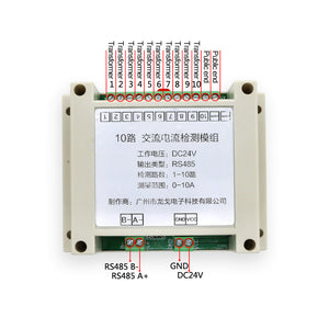 Multichannel AC Current Transmitter RS485 Acquisition Module 10 Channels Current Detection Module 20A