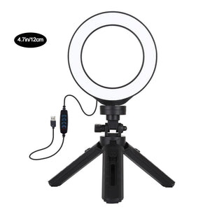 4.7&quot; Dimmable LED Ring Light Vlogging Photography Video Light 3 Mode w/ Pocket Tripod Mount PKT3058B