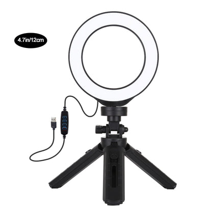 4.7&quot; Dimmable LED Ring Light Vlogging Photography Video Light 3 Mode w/ Pocket Tripod Mount PKT3058B
