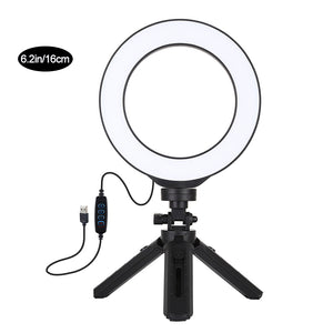 6.2&quot; Dimmable LED Ring Light with Tripod Stand Vlogging Video Ring Light Photography Kit PKT3059B