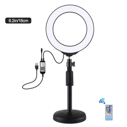 6.2&quot; RGBW Dimmable LED Ring Light Video Ring Light with Stand Mount Remote Control PKT3074B