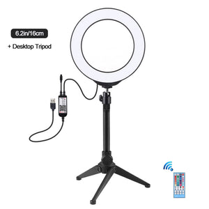 6.2&quot; RGBW Dimmable LED Ring Light with Tripod Stand Remote Control Vlogging USB Ring Light PKT3075B