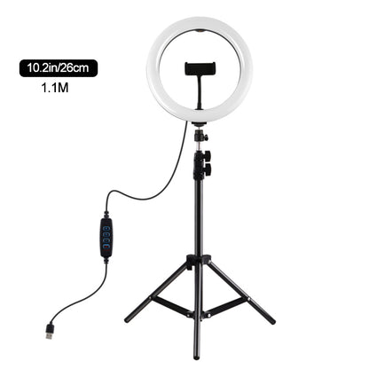 10.2&quot; Dimmable LED Ring Light Selfie Video Ring Light with 1.1m Tripod Stand Phone Clip PKT3069B