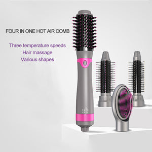 4 In 1 Hot Air Comb Replaceable Hair Straightener Curling Comb Hair Dry Massage Comb Styling Tools