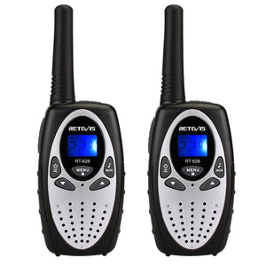 2pcs Retevis Rt628 Kids Walkie Talkies UHF 8CH 2 Way Radio 446MHz LCD Display VOX Silver