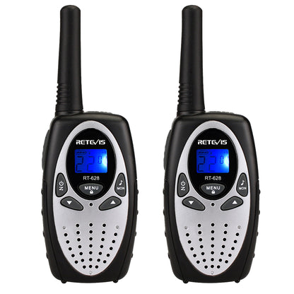 2pcs Retevis Rt628 Kids Walkie Talkies UHF 8CH 2 Way Radio 446MHz LCD Display VOX Silver