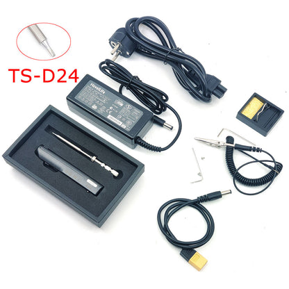 TS100 65W 24V Mini Soldering Iron Kit OLED Display Adjustable Temperature w/ Soldering Tip TS-D24