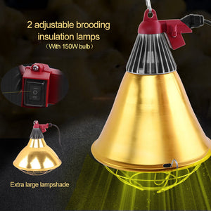 Insulation Lampshade Adjustable Piglet Breeding Warm Lamp Shade Protective Cover with 150W Bulb