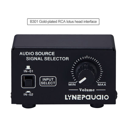 2 In 1 Out Audio Source Signal Selector Speaker Switcher Output Volume Adjustment RCA Interface B301