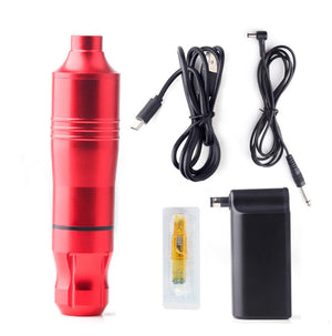 Tattoo Pen Set Motor Rotary Tattoo Machine Wireless Power Tattoo Equipment w/ Power Supply Needle