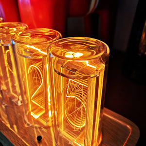 Glow Tube Clock LED Digital Solid Wood Tube Clock Night Light Full Color Adjustable Brightness