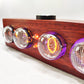 IN4 Glow Tube Clock Digital Nixie Clock LED Backlight Knob Operation Sandalwood Shell Square Type