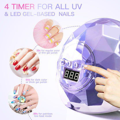 110W LED Nail Lamp Infrared Sensing UV Nail Dryer Machine w/ 4 Gears Timing for Curing Gel Nail Polish