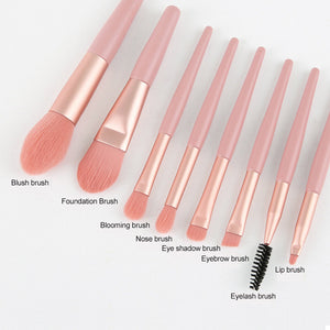 8pcs Mini Makeup Brush Set Soft Synthetic Fiber Bristle For Loose Powder Blush Foundation Eyeshadow